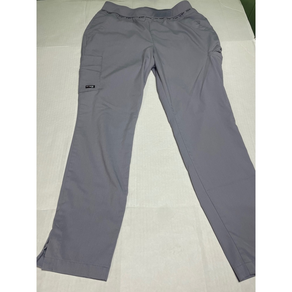 Greys Anatomy Women Grey Scrub Pants Cargo‎ Pockets Elastic Waist Side Slits M